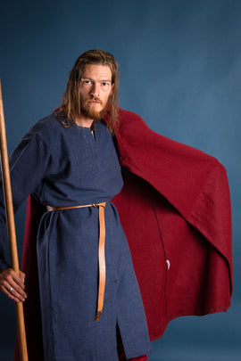 Manteau médiévale Karen rouge, mélange de laine