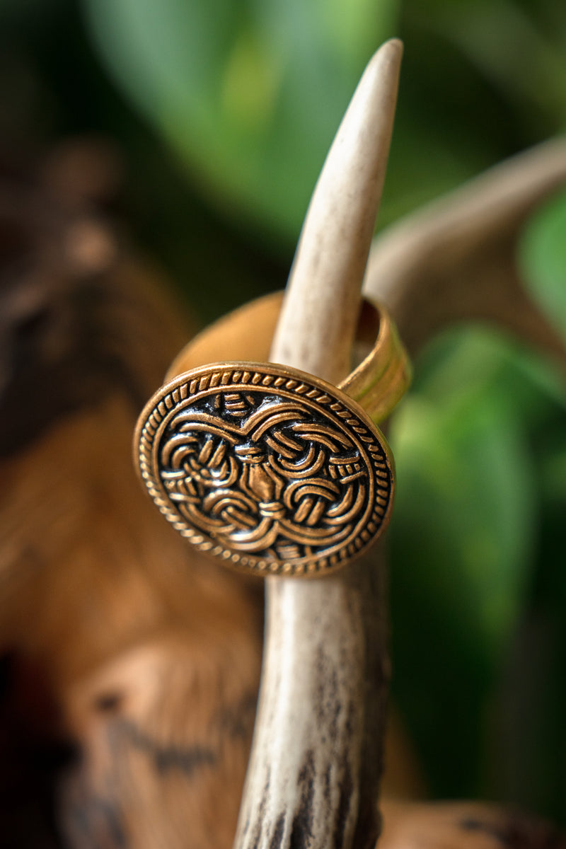 Anello vichingo Birka stile Borre, bronzo