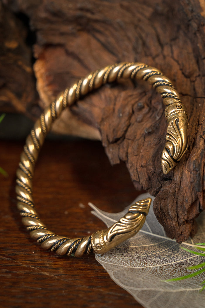 Viking raven bracelet, bronze
