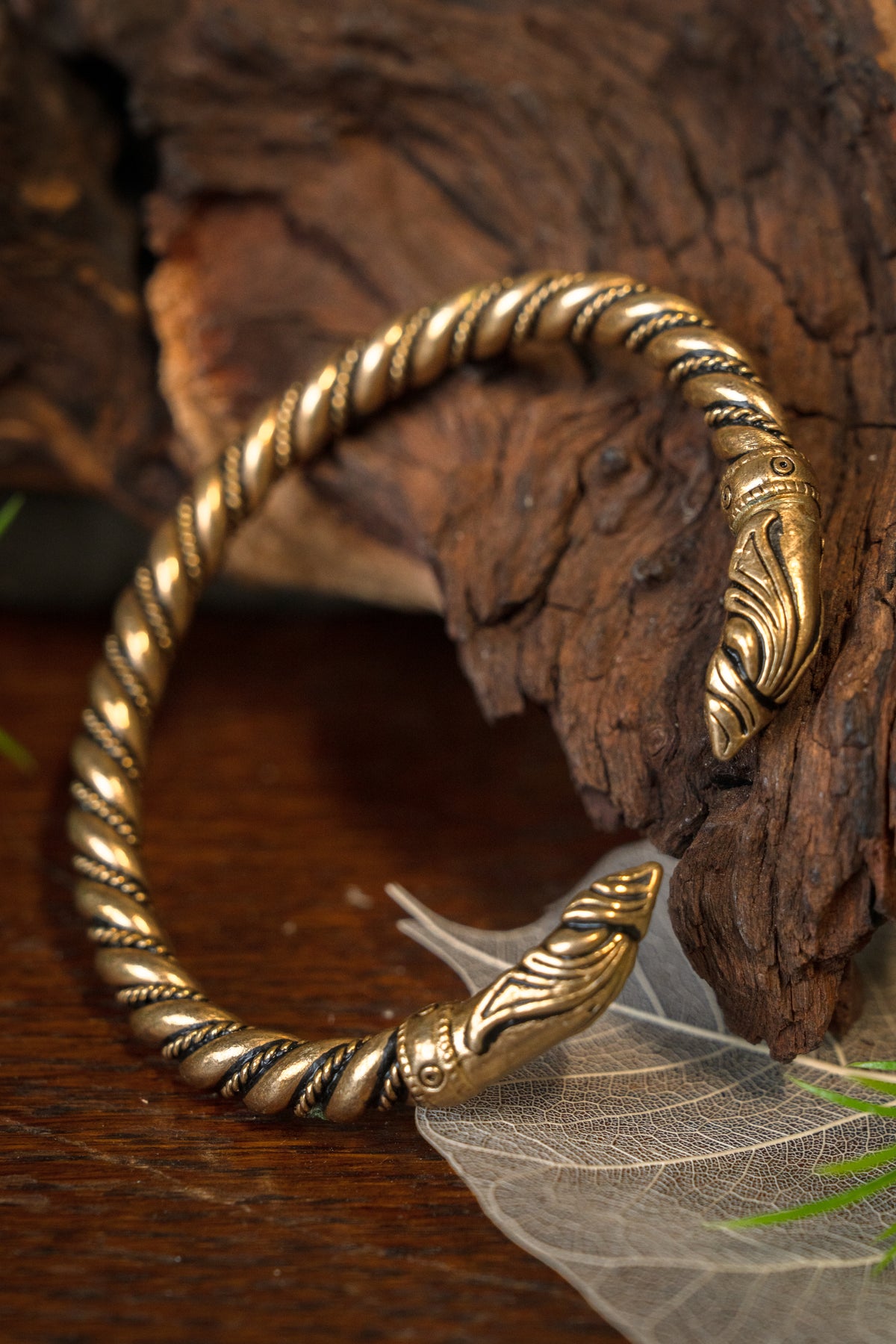 Viking raven bracelet, bronze