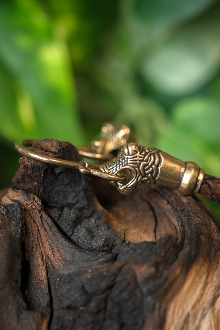 Viking Oseberg necklace, brown, leather