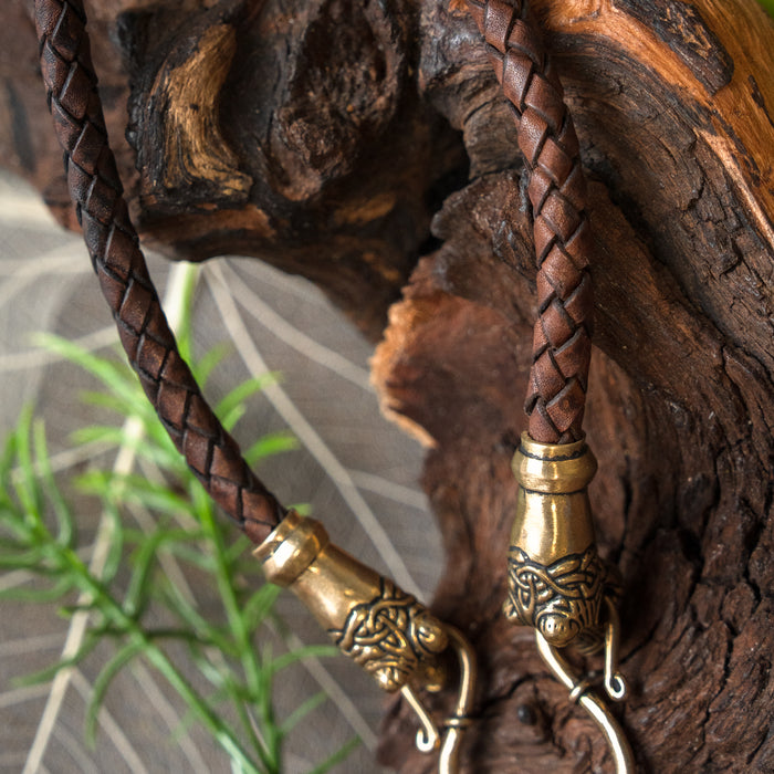 Viking Oseberg necklace, brown, leather