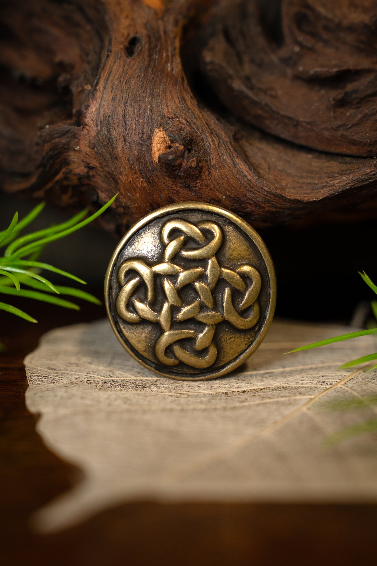 Celtic buttons Orkney, set of 5 pieces, brass