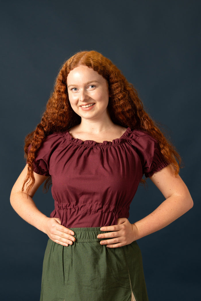 Baroque blouse Kalina, bordeaux red