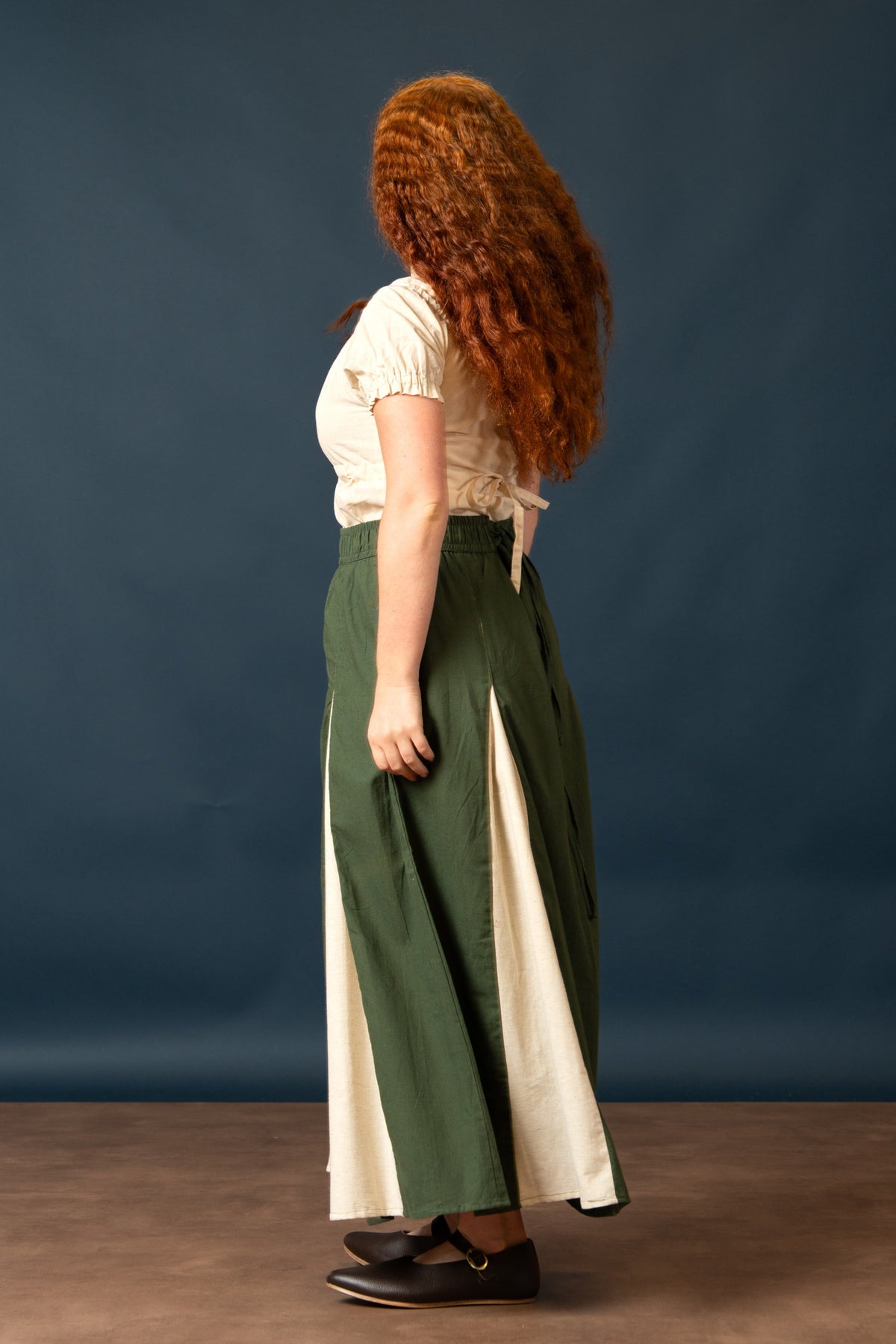 Skirt Isabella, cotton-linen, green/natural