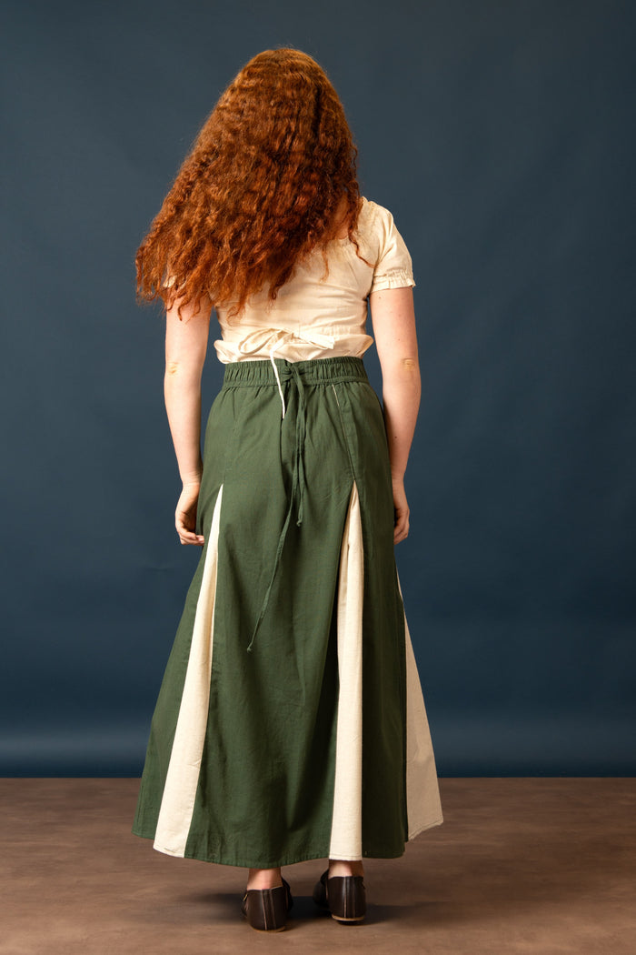 Skirt Isabella, cotton-linen, green/natural