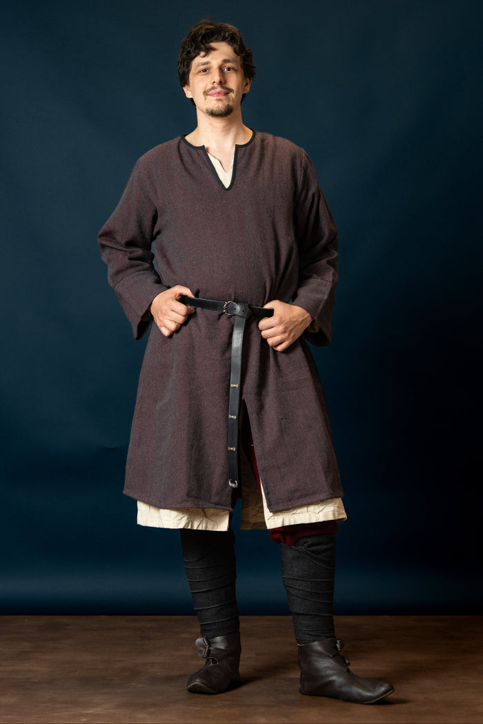 Woodland Norman tunic, cotton, burgundy gray