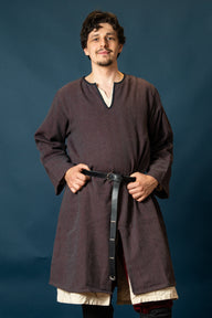 Woodland Norman tunic, cotton, burgundy gray