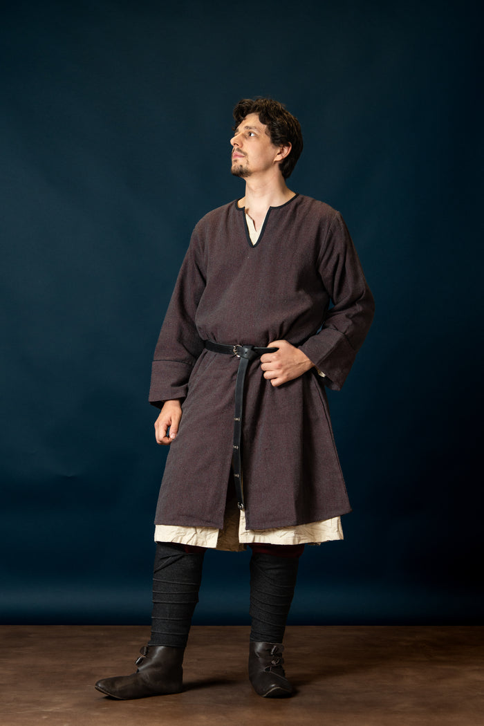 Woodland Norman tunic, cotton, burgundy gray