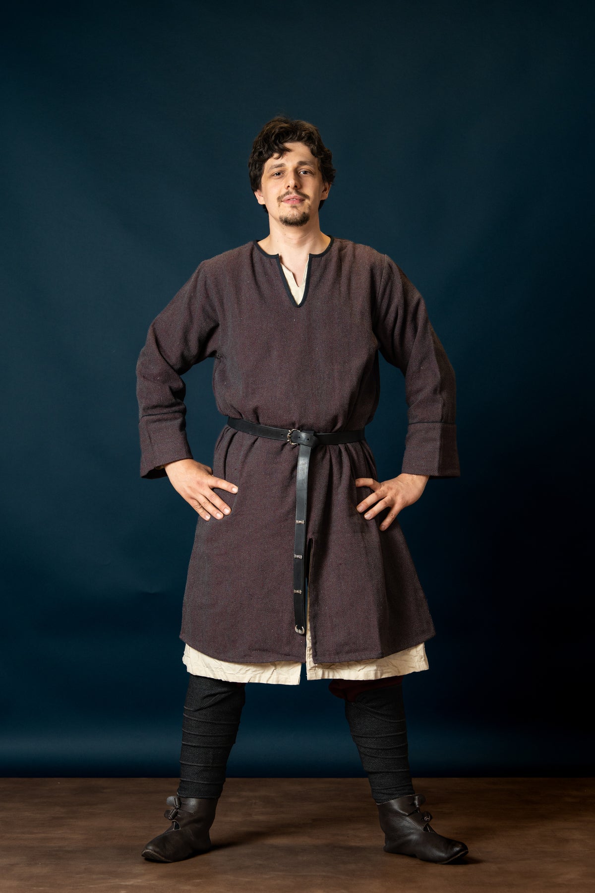 Woodland Norman tunic, cotton, burgundy gray