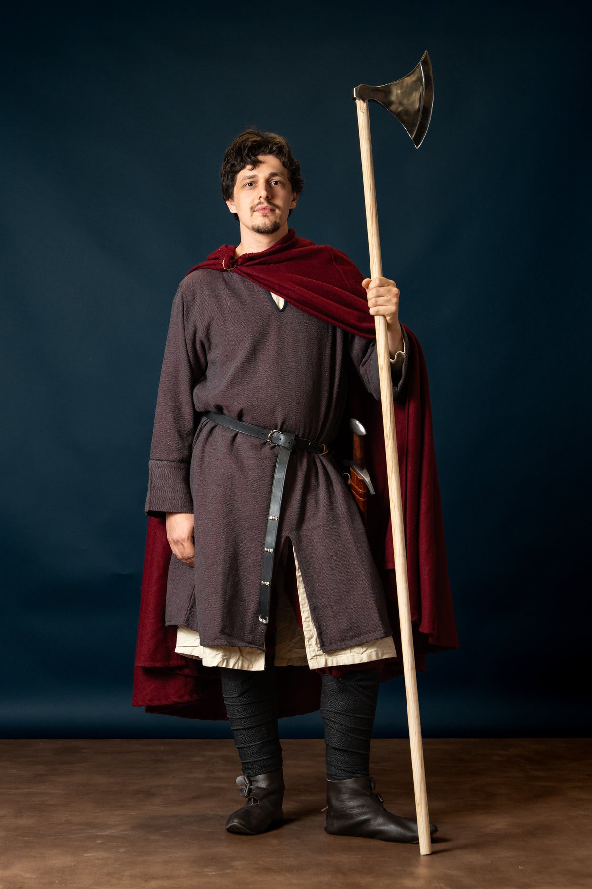 Woodland Norman tunic, cotton, burgundy gray