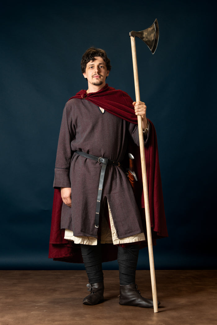Woodland Norman tunic, cotton, burgundy gray
