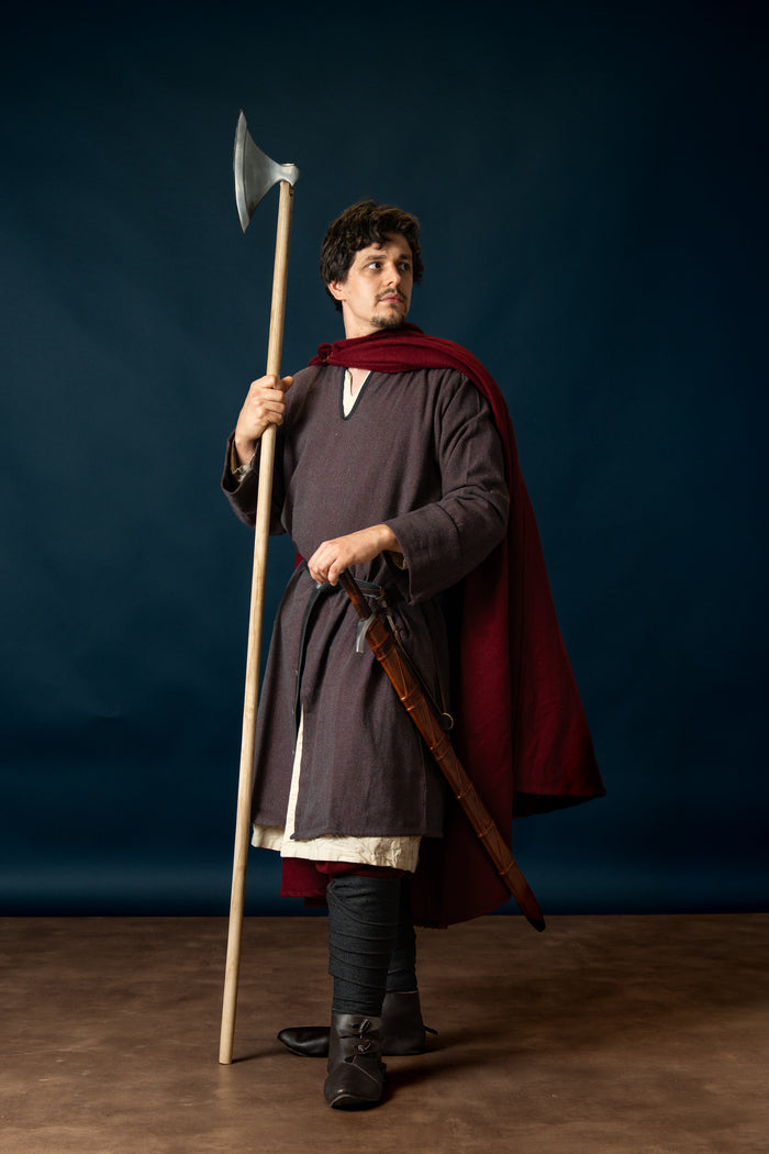 Woodland Norman tunic, cotton, burgundy gray