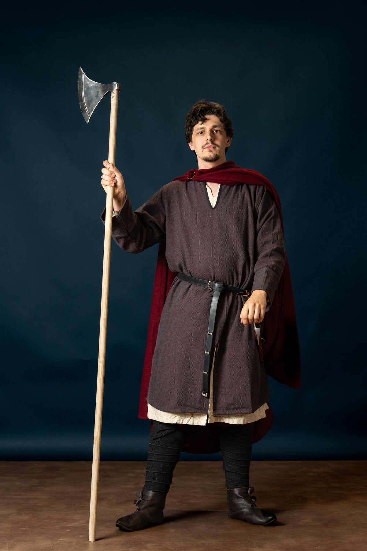 Woodland Norman tunic, cotton, burgundy gray