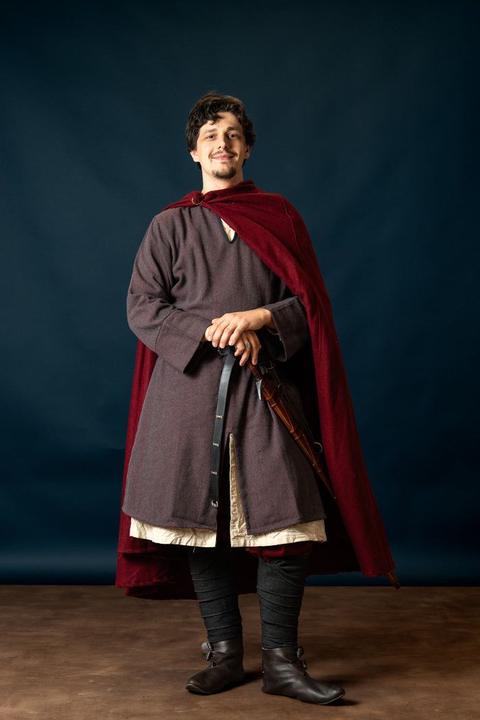 Woodland Norman tunic, cotton, burgundy gray