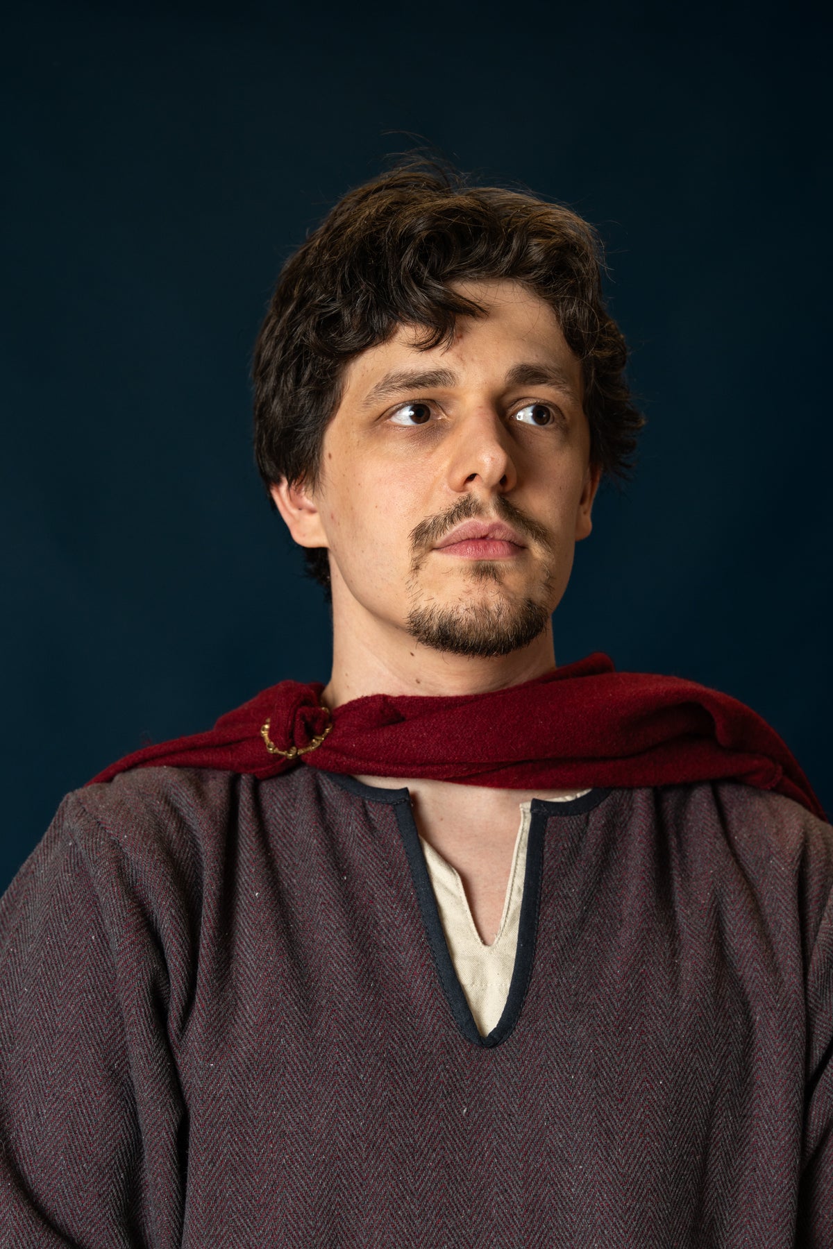 Woodland Norman tunic, cotton, burgundy gray