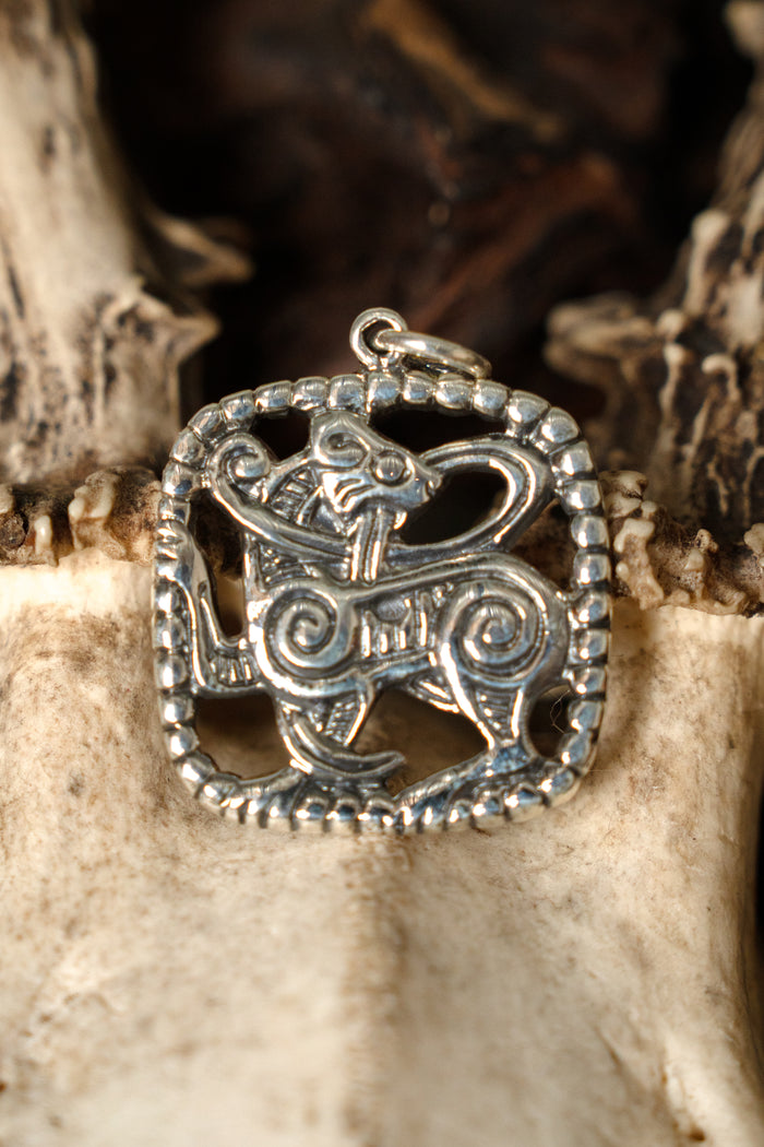 Fenrir amulet, sterling silver