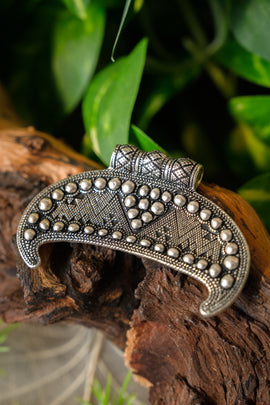 Slavic lunula amulet Gnezdovo, silvered bronze