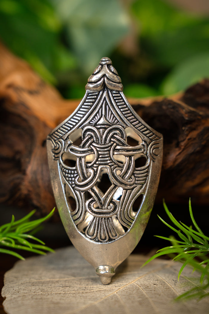 Scabbard end Valleberga, silvered