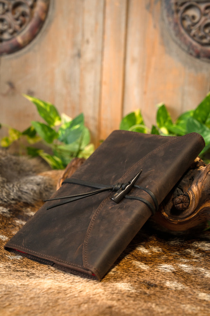Notebook with leather cover, brown, L