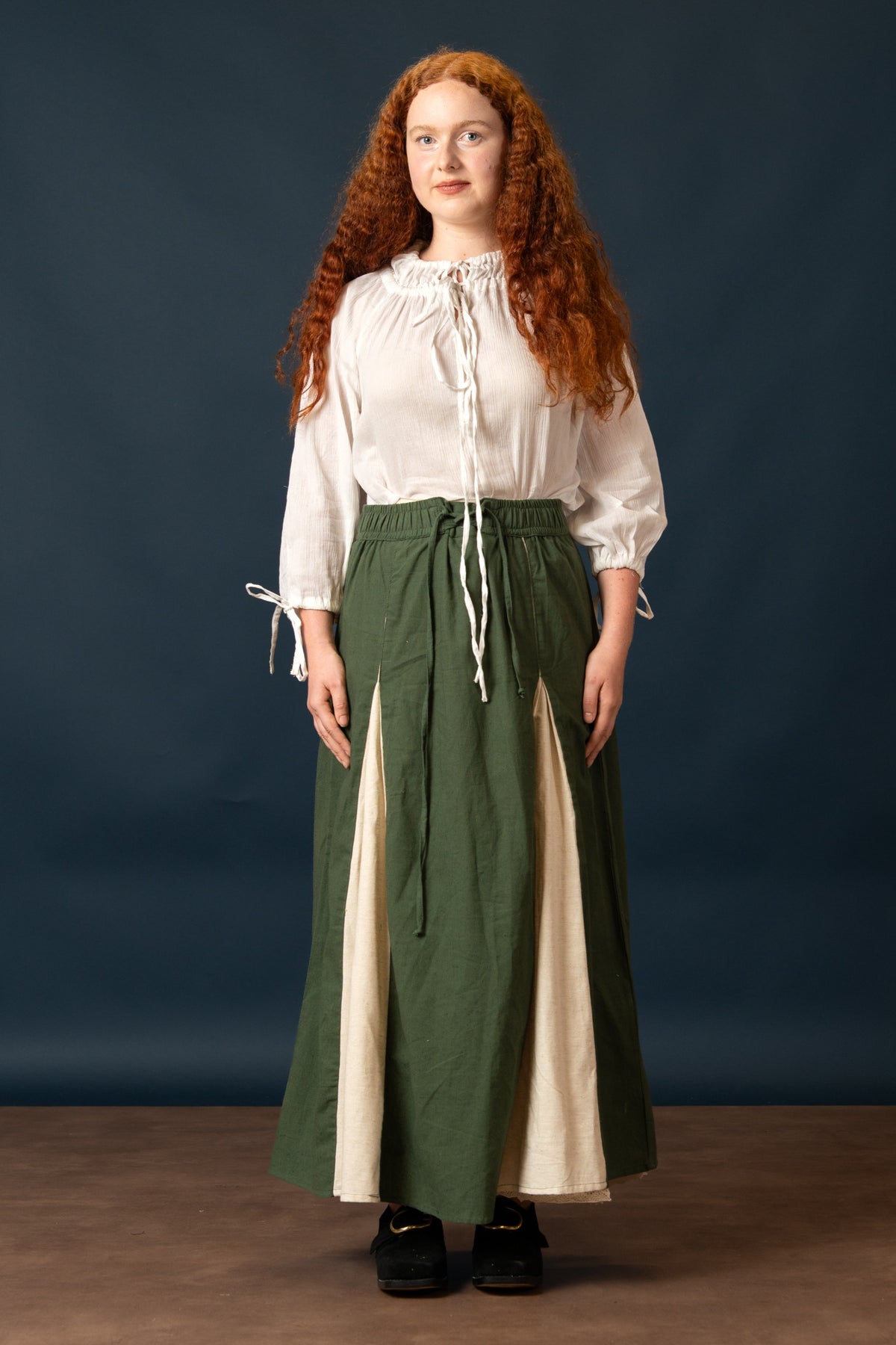 Skirt Isabella, cotton-linen, green/natural