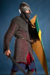 Hauberk with split, flat rings, round rivets 9 mm