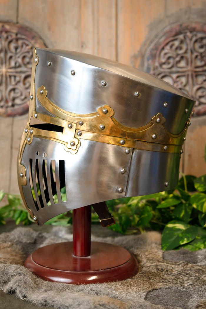 Medieval bucket helmet Westminster Psalter, 1-1.2 mm