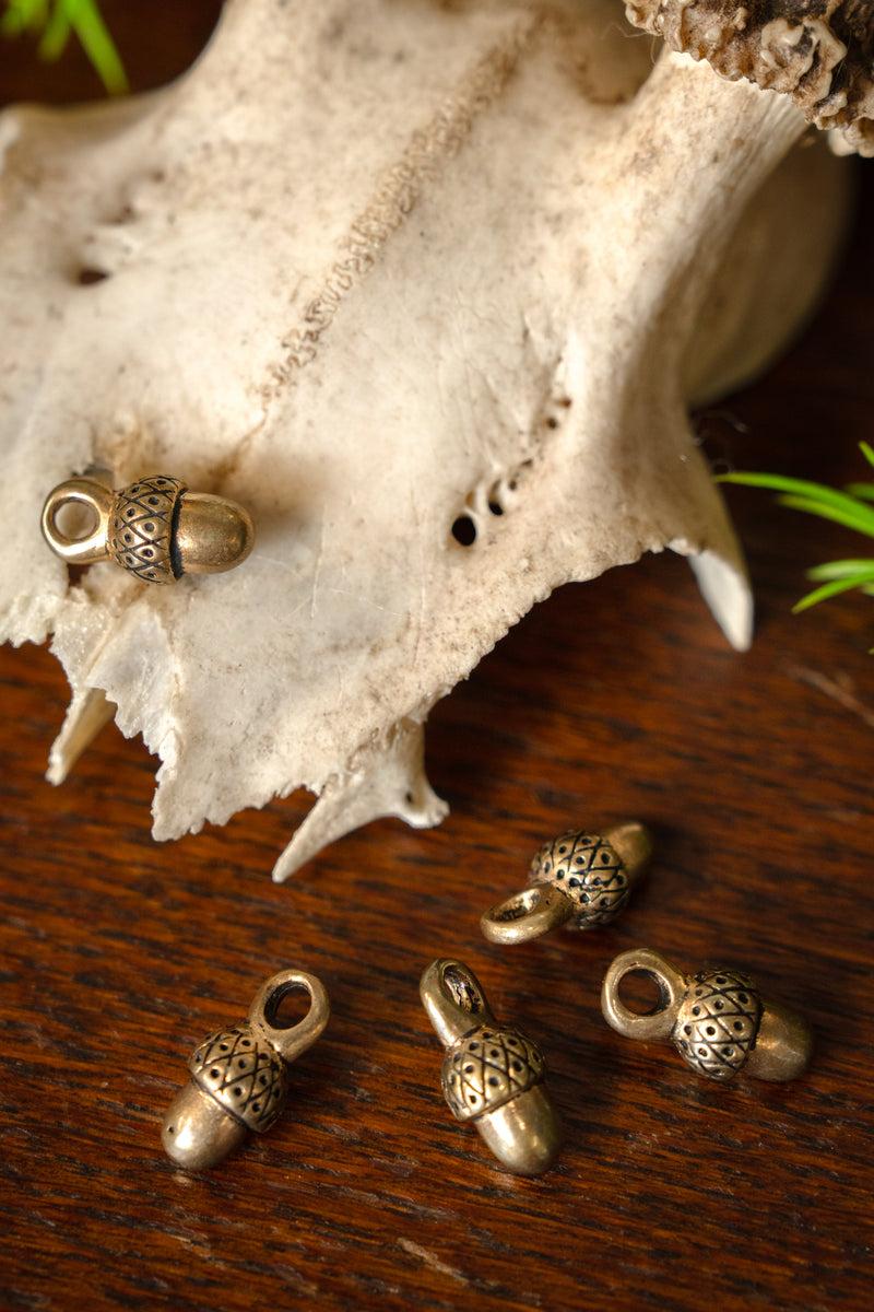 15th century acorn buttons, set of 5 pieces, bronze