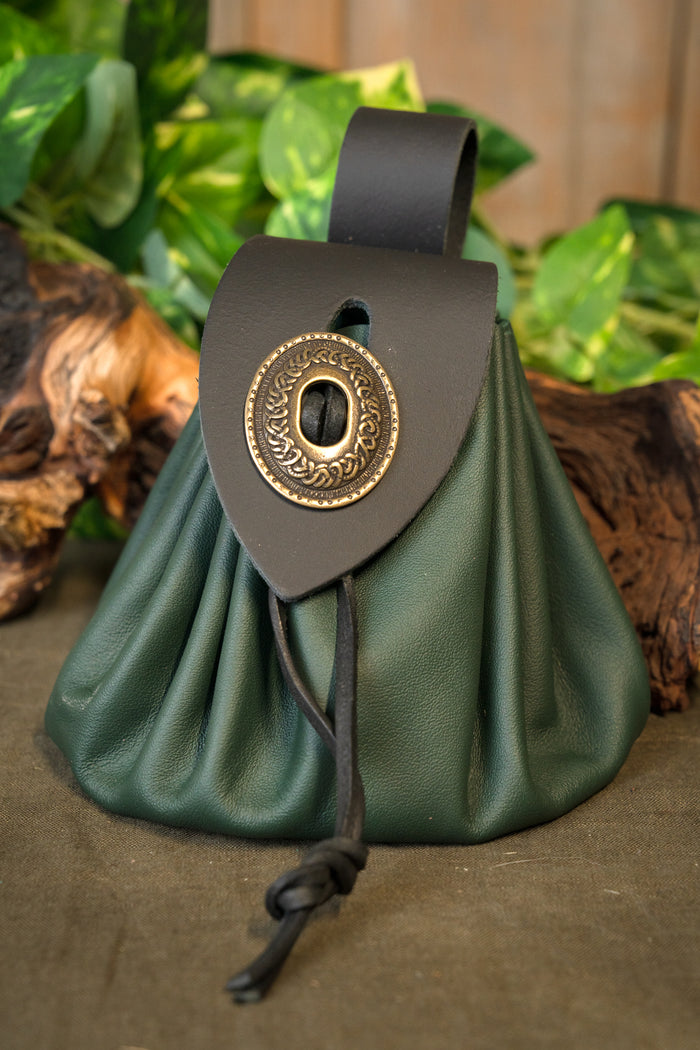 Medieval money pouch, large, green