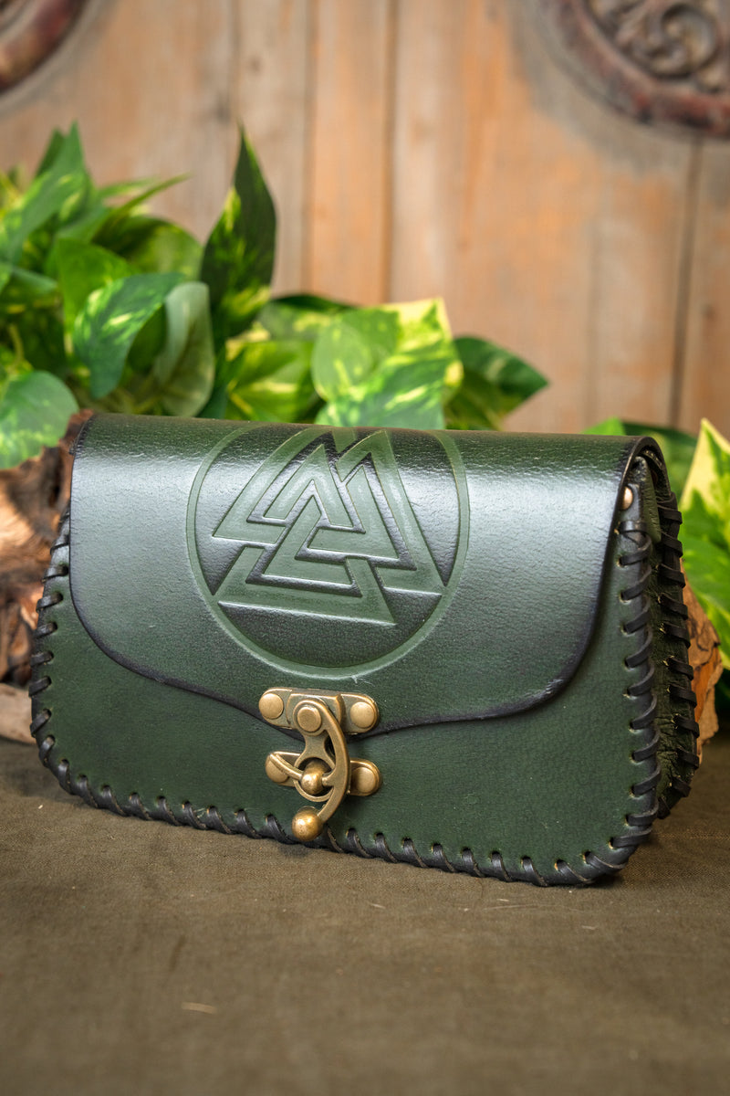 Bolsa vikinga con Valknut, verde