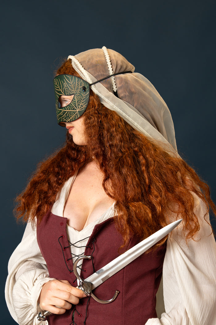 Leather mask Nessa, green
