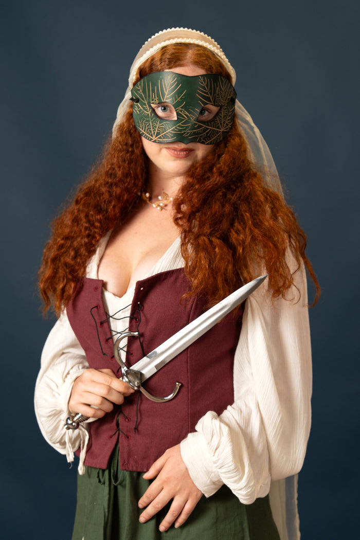 Leather mask Nessa, green