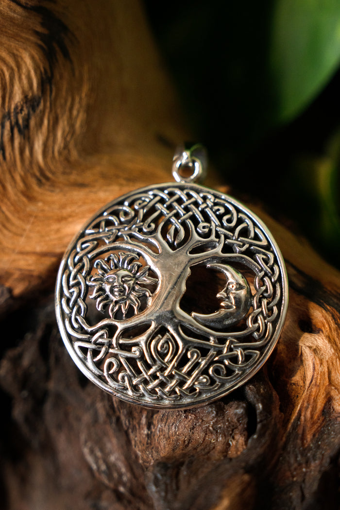 Tree of life pendant with sun and moon