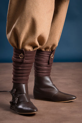 Wikińskie winingi Hamond, mieszanka wełny, brązowe