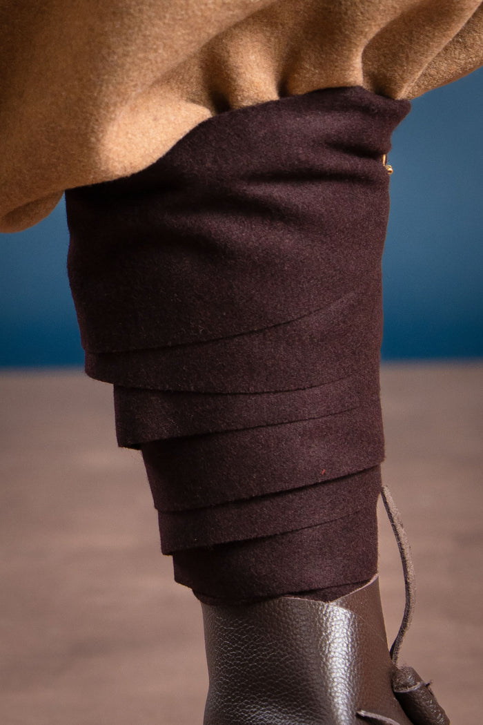 Hredulf leg wrappings, wool blend, brown