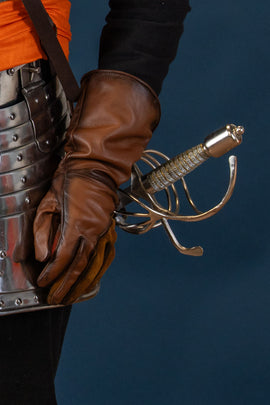 Leather medieval gloves, brown