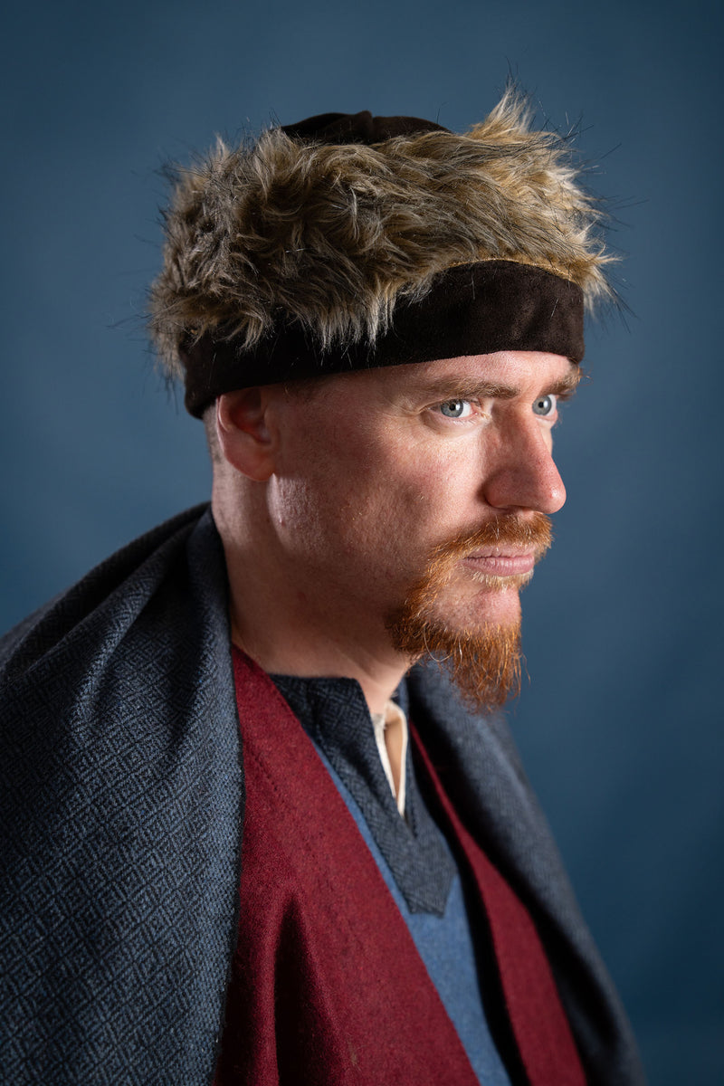 Wikinger Mütze Ragi, Leder, braun