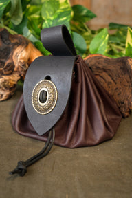 Medieval money pouch, large, dark brown