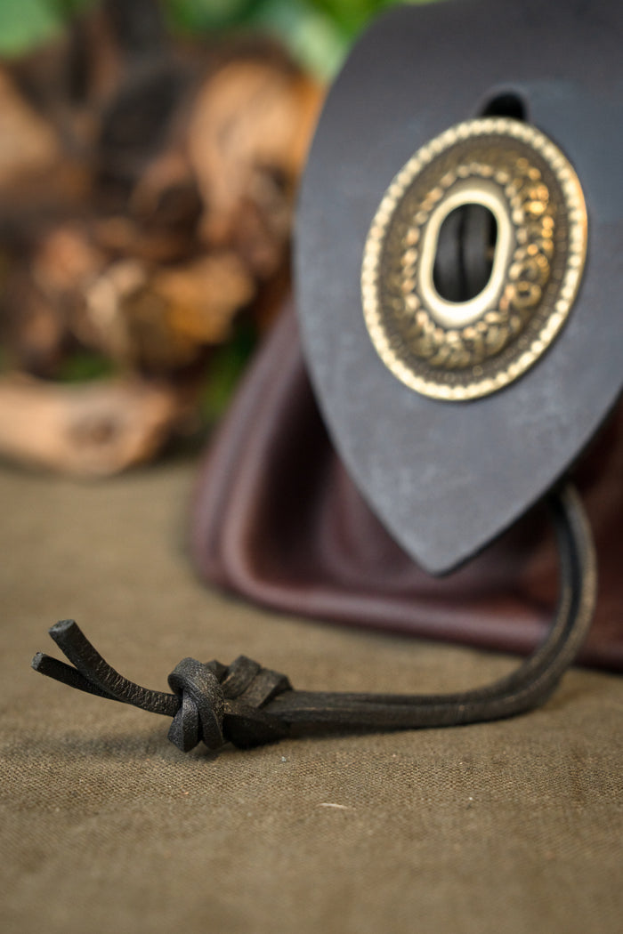 Medieval money pouch, large, dark brown
