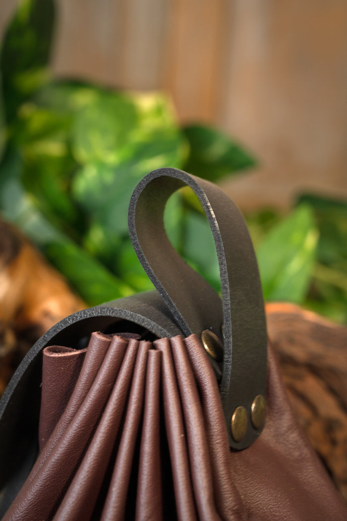 Medieval money pouch, large, dark brown