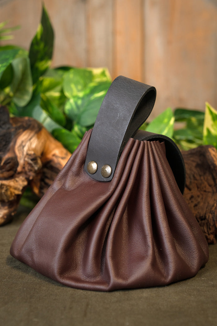 Medieval money pouch, large, dark brown