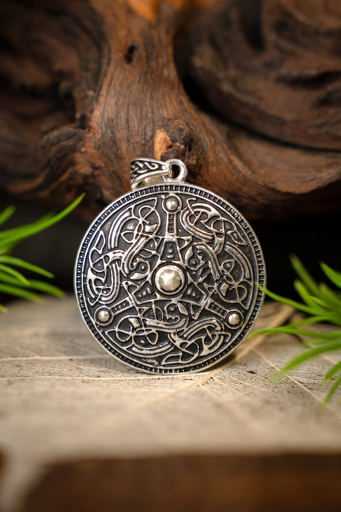 Viking shield amulet Gotland, silvered bronze