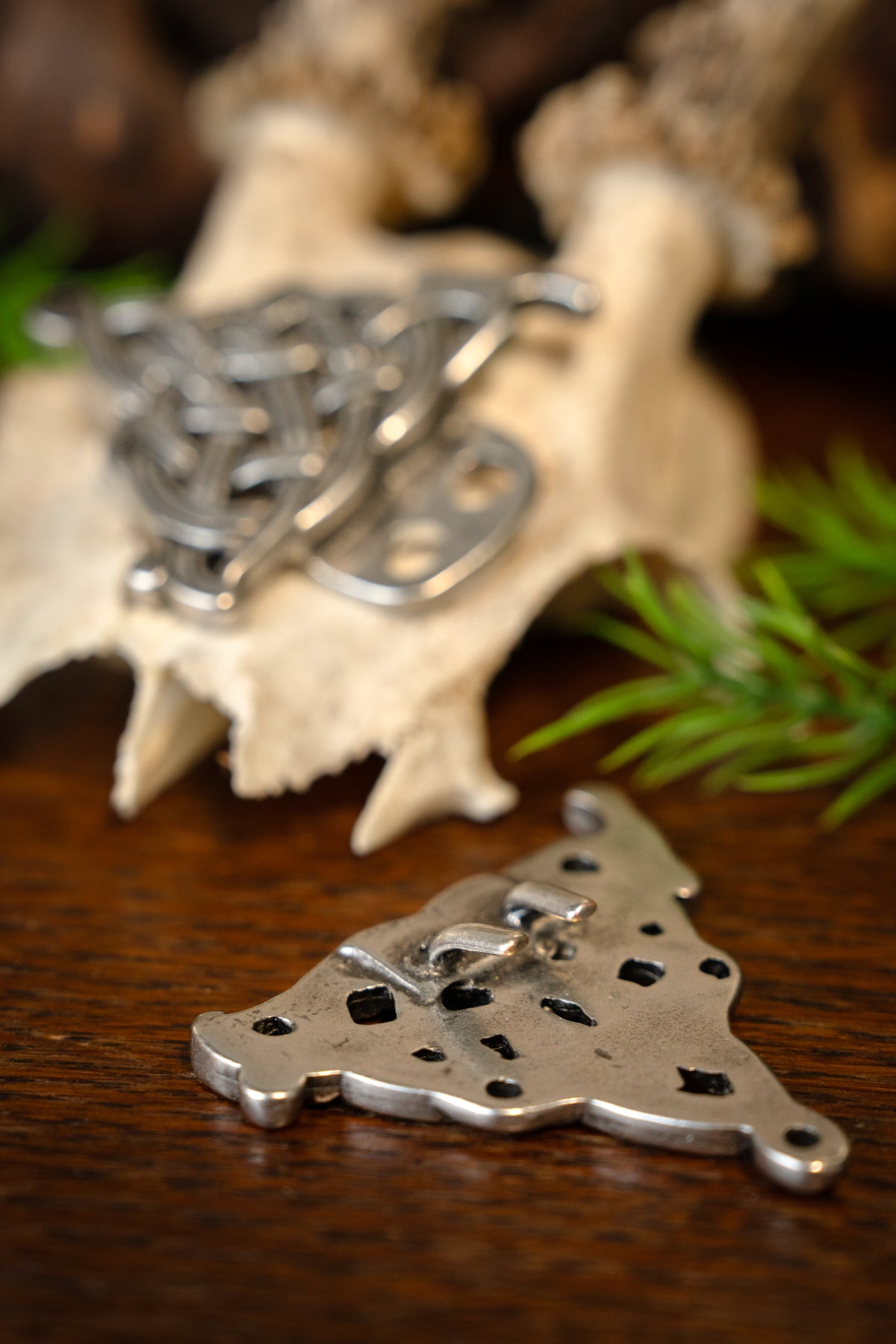 Celtic cloak clasp, silvered, zamak