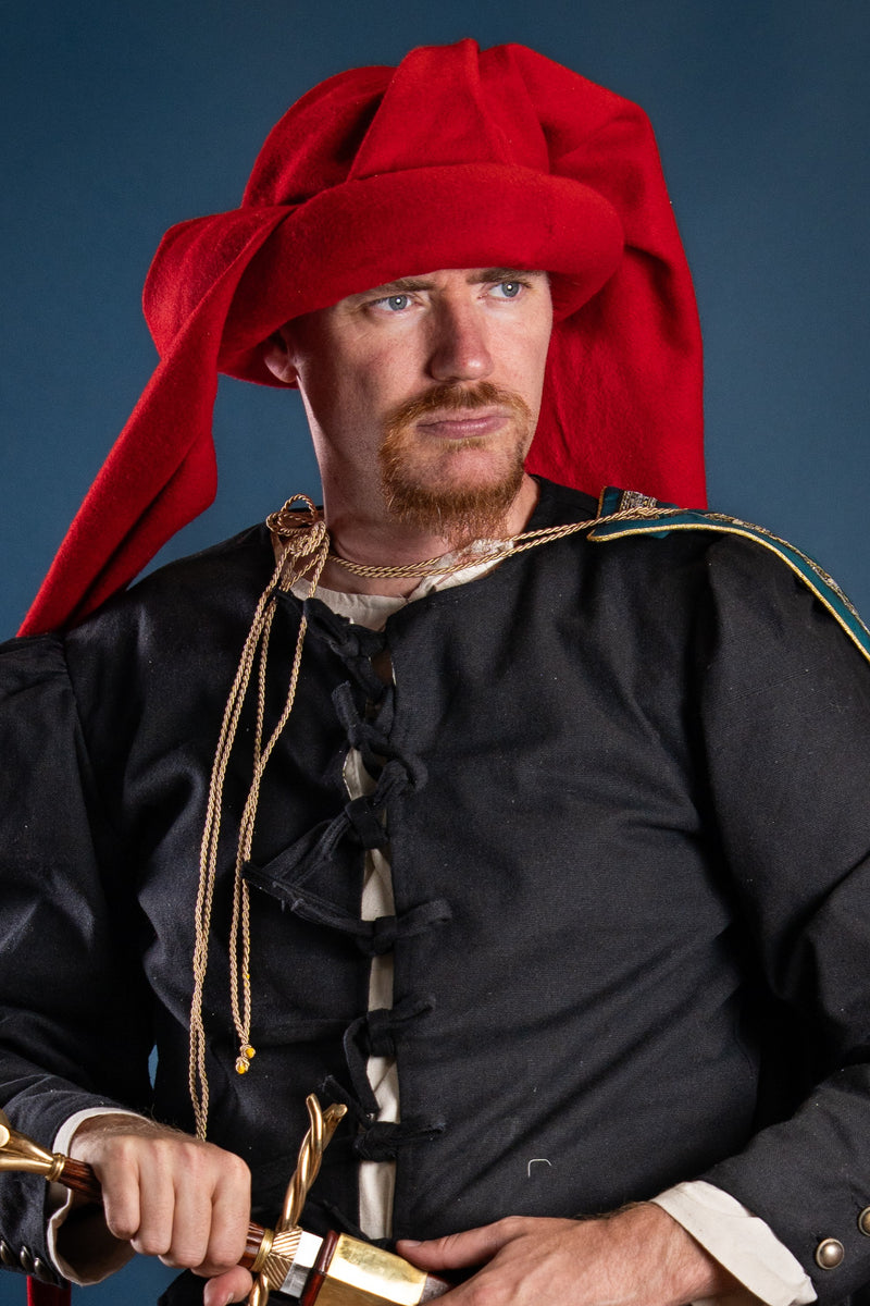 middelalderkaper Jan van Eyck, rød, uld