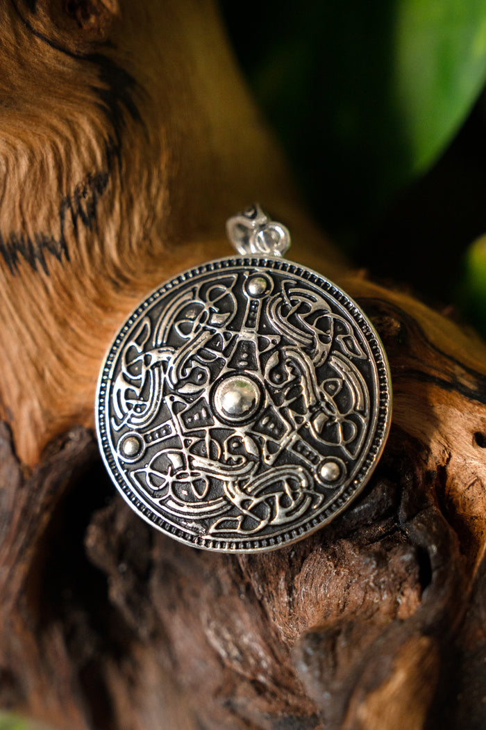 Viking shield amulet Gotland, silvered bronze