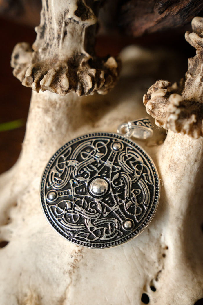 Viking shield amulet Gotland, silvered bronze
