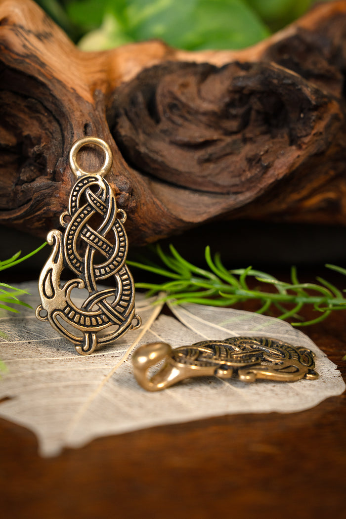 Cloak clasp with Midgard Serpent, bronze