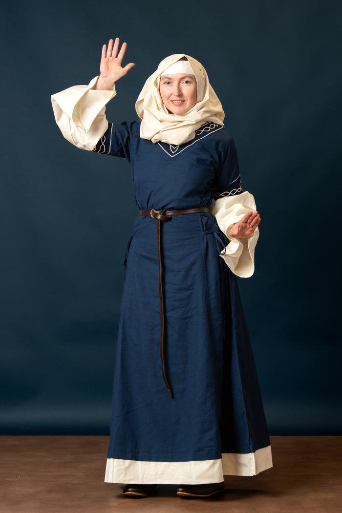 Gothic Bliaut Fiona, blue-natural