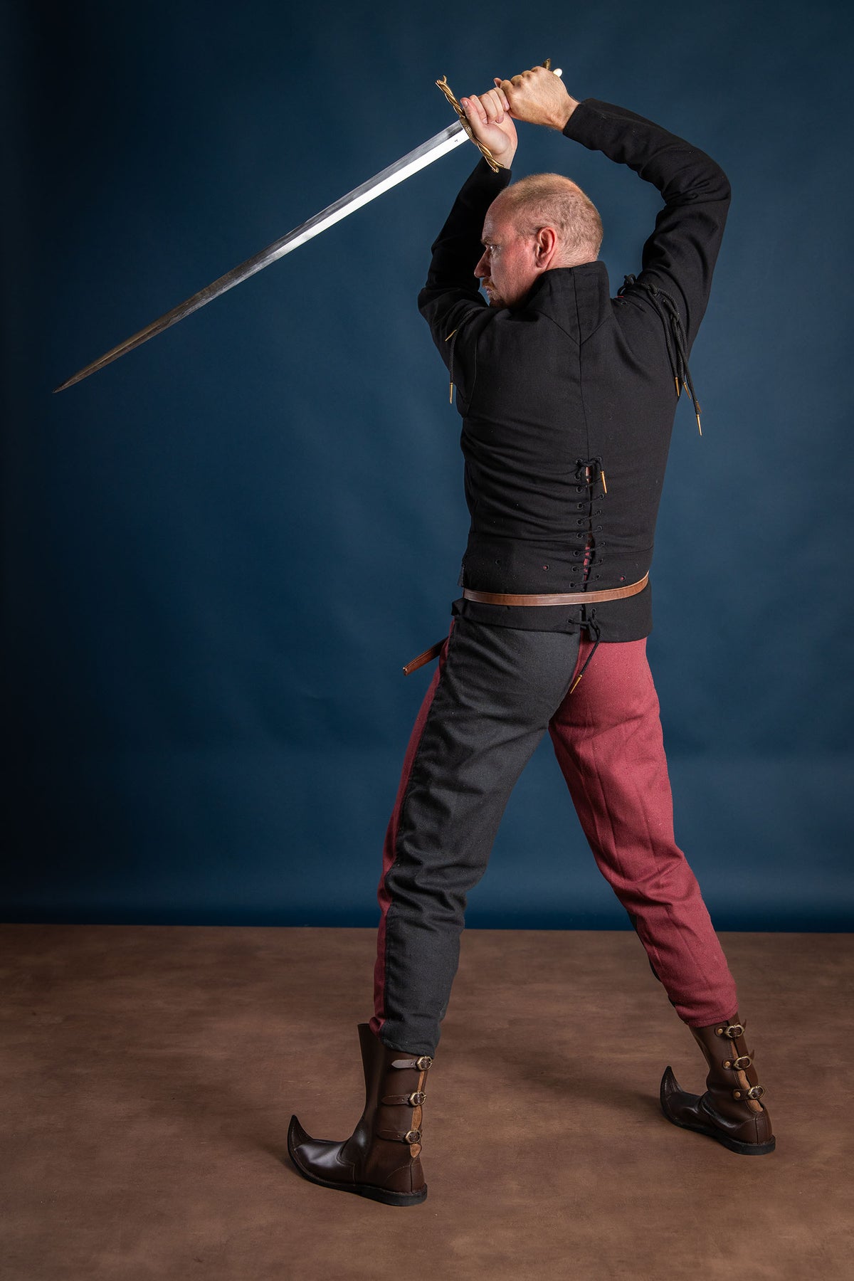 15th century arming doublet, black