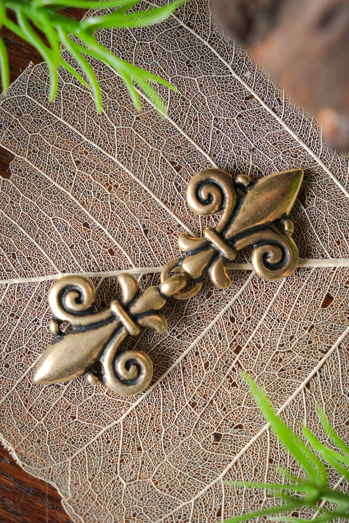 Cloak clasp fleur de lys, bronze